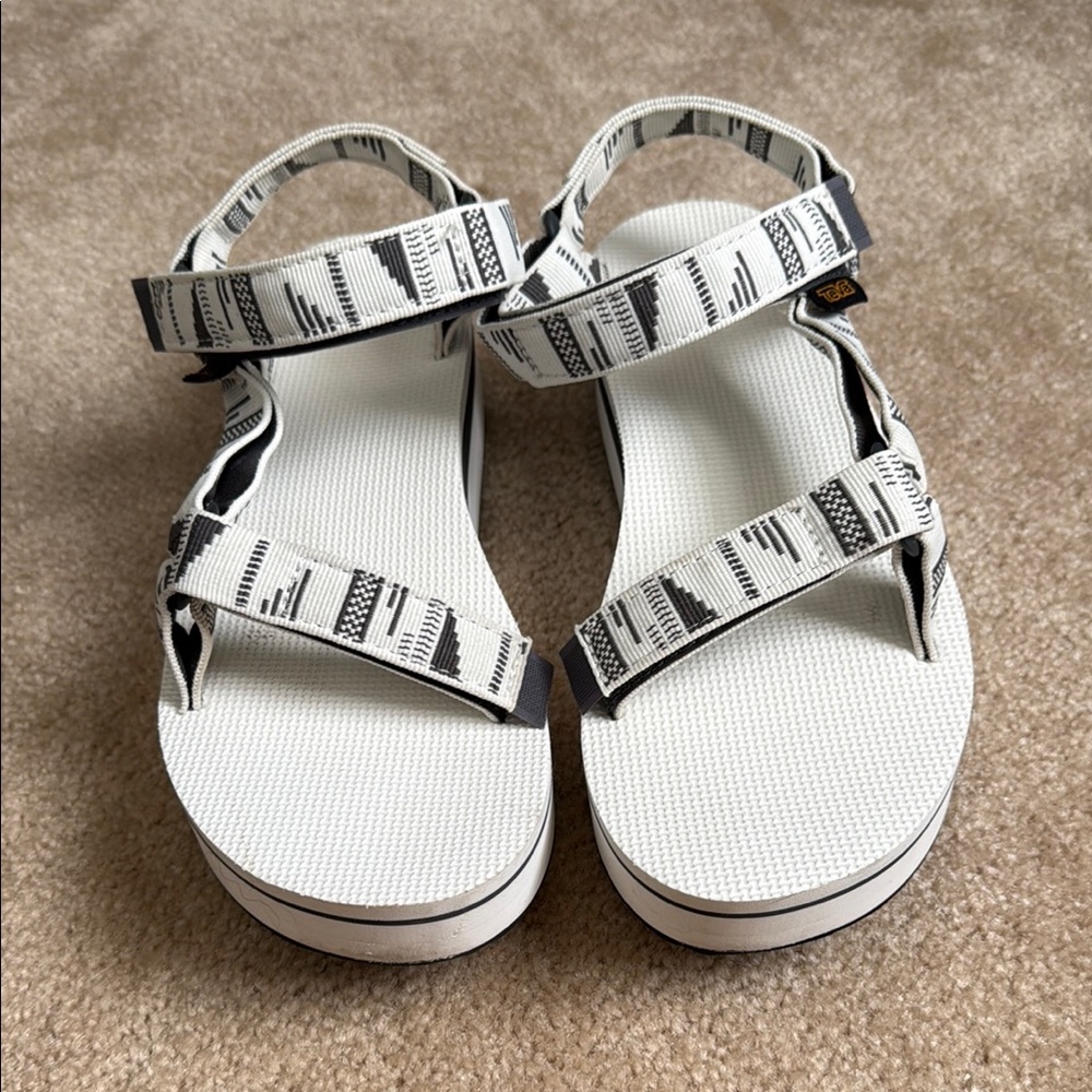 Teva White and Black Patterned Sandals